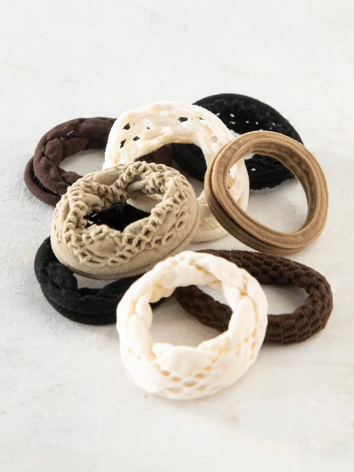 On The Run Hair Tie - Set/8 Black