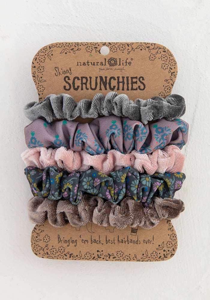 SCRUNCHIES MIXED SET OF 5 GREY