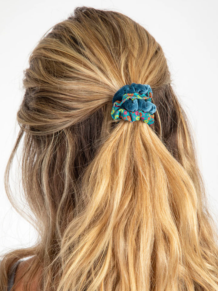 SCRUNCHIES MIXED SET OF 5 GREEN GOLD