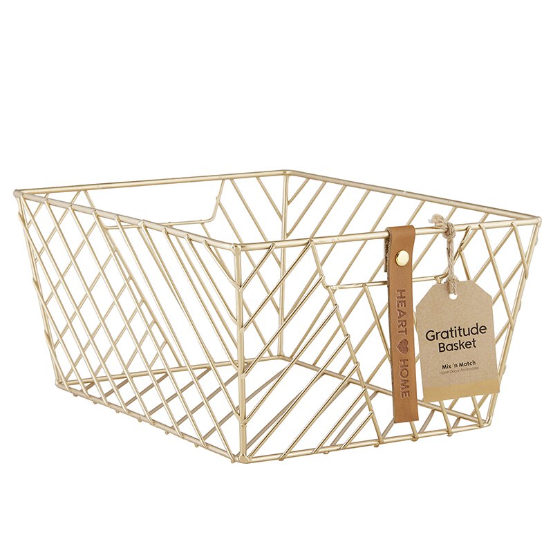 Wire Baskets - Gratitude - Gold - Rectangle