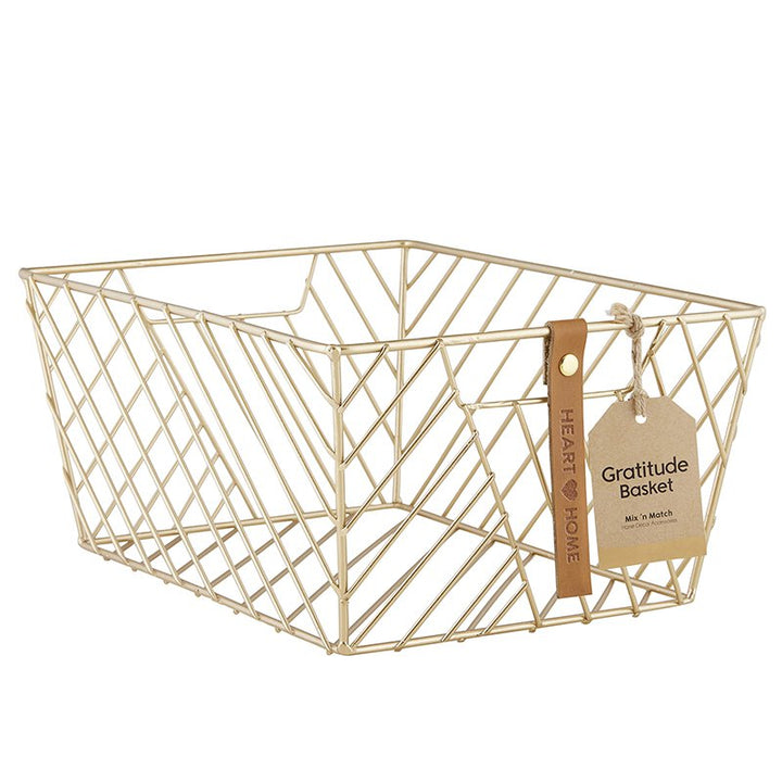 Wire Baskets - Gratitude - Gold - Rectangle
