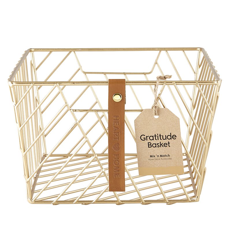 Wire Baskets - Gratitude - Gold - Rectangle