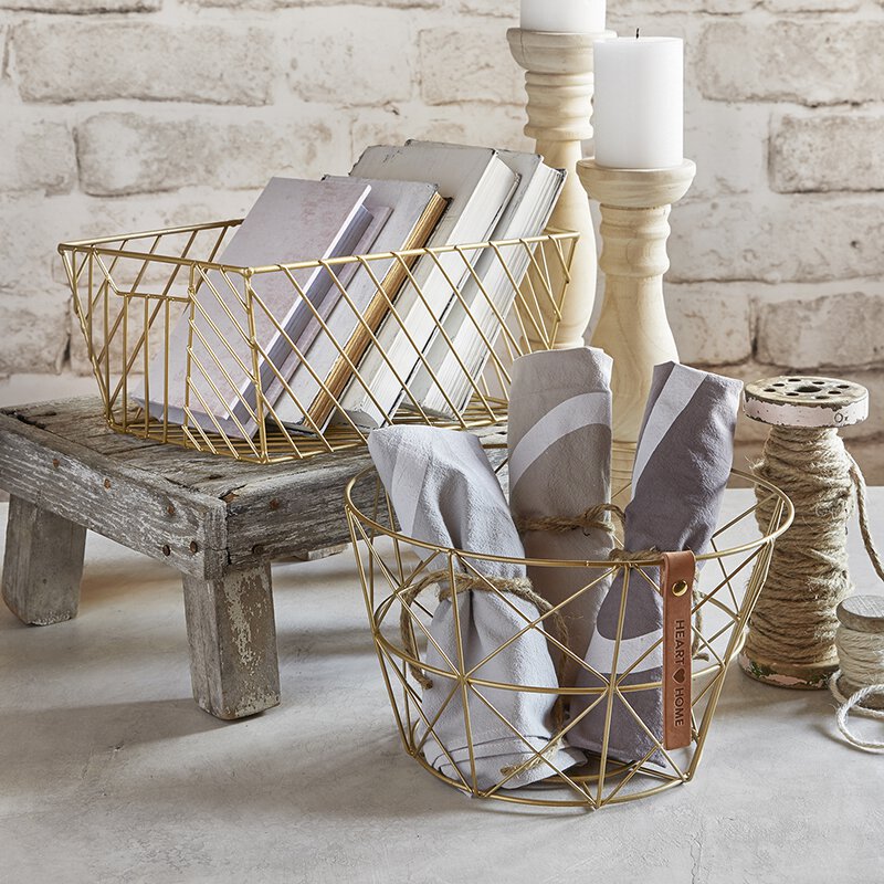 Wire Baskets - Gratitude - Gold - Rectangle