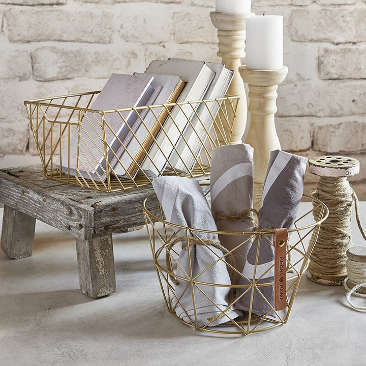 Wire Baskets - Gratitude - Gold - Rectangle