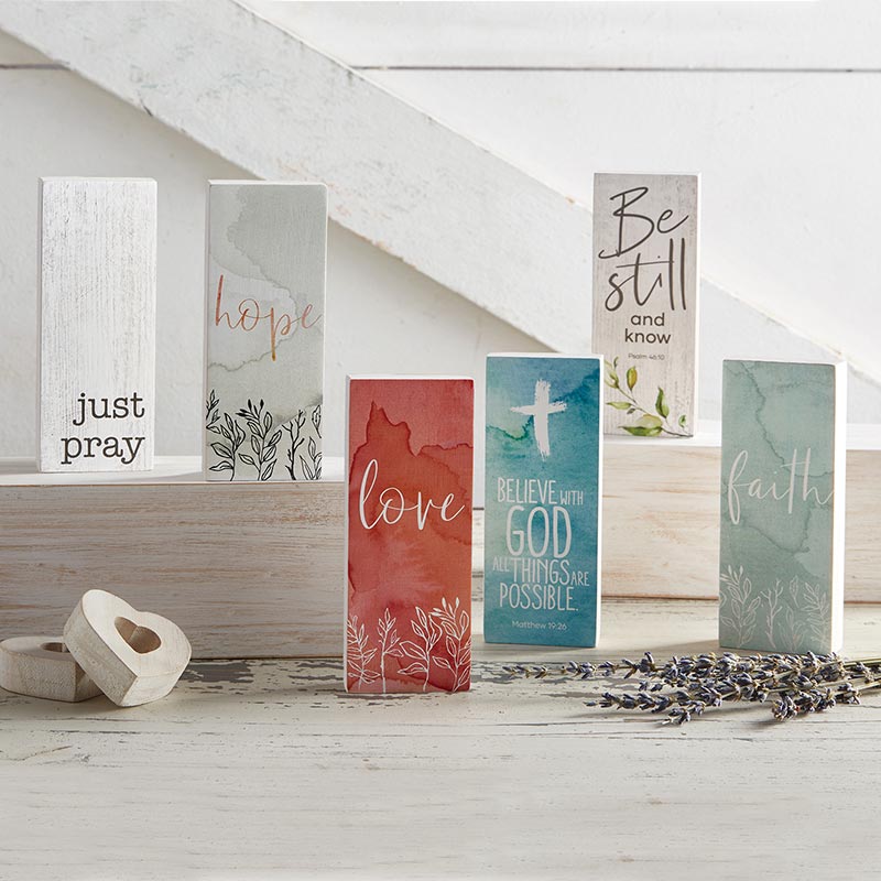 Tabletop Décor Vertical Block - Faith