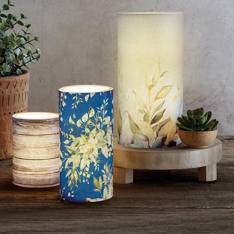 LED Candle MED - Blue Floral