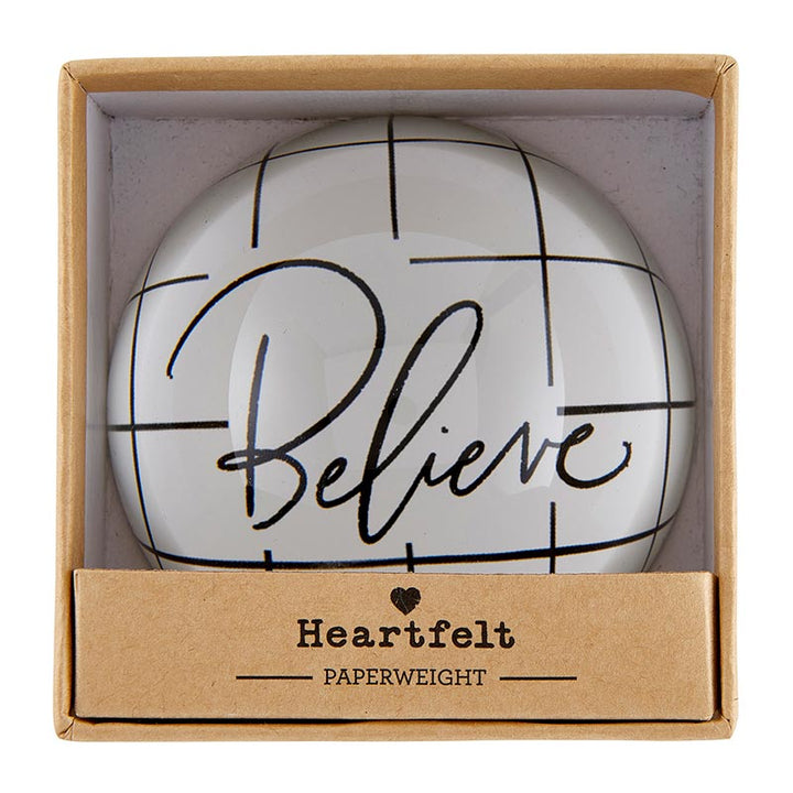 Glass Paperweight Dome- Believe