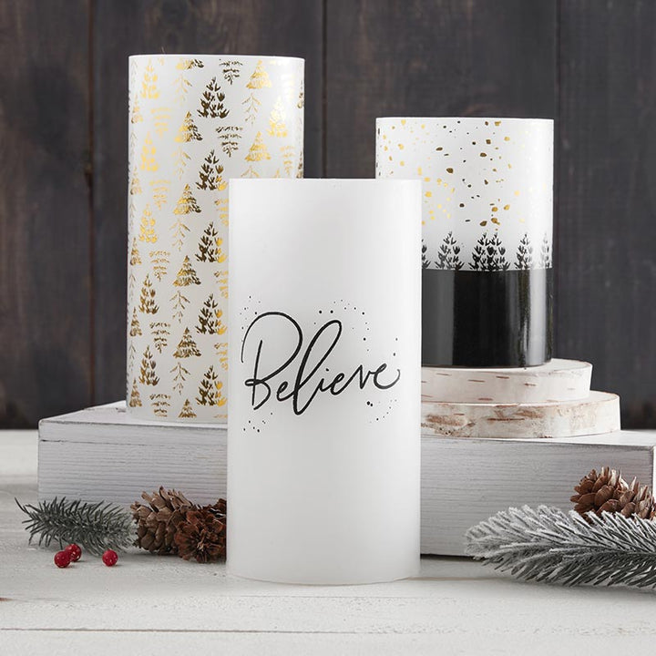 LED Candle MED - Gold Trees