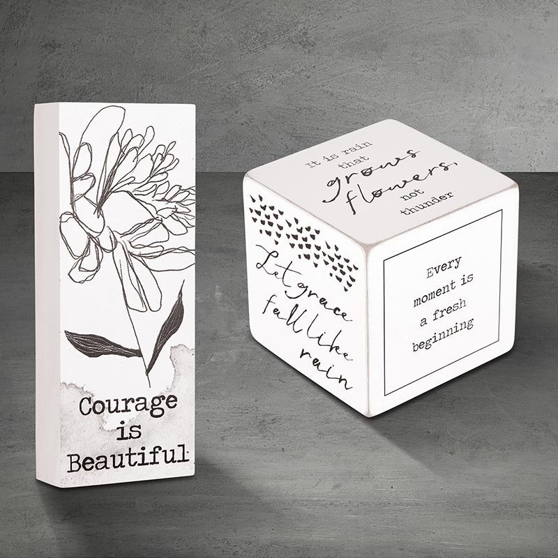Tabletop Décor Vertical Block - Courage