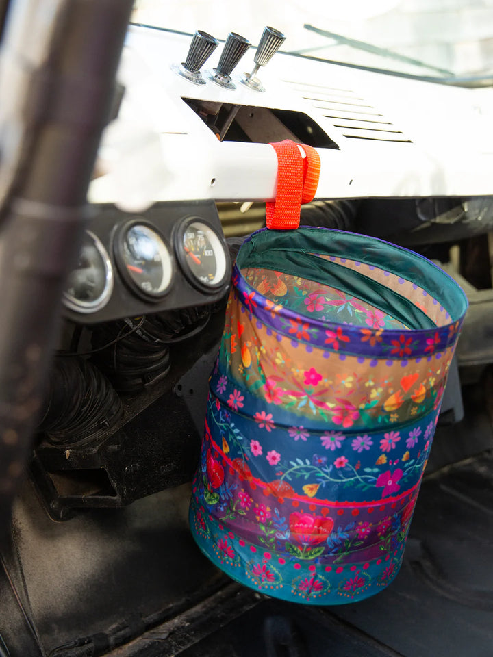 Pop Up Car Trash Bin - Floral Border