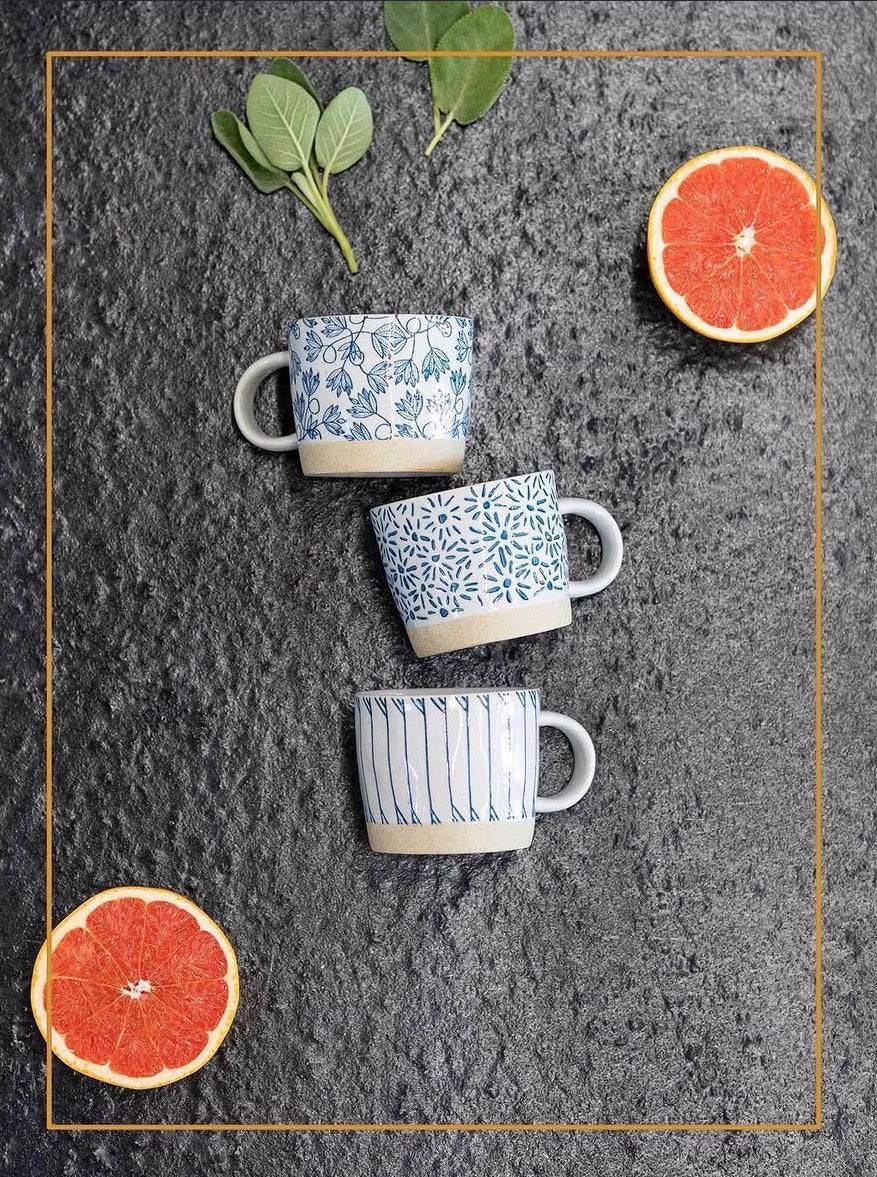 MUG BLU/WHT PORCELAIN BETTY 250ML