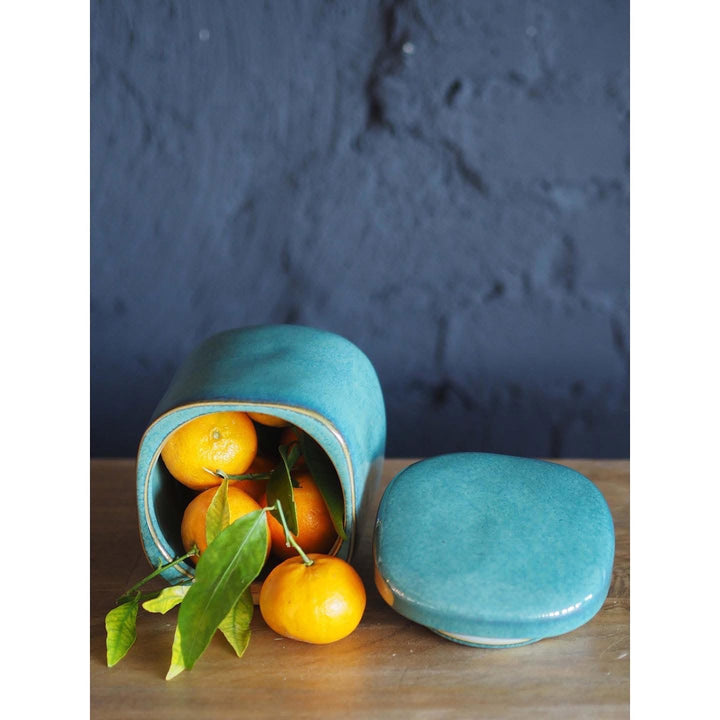 STORAGE JAR W/LID STONEWARE EMERALD