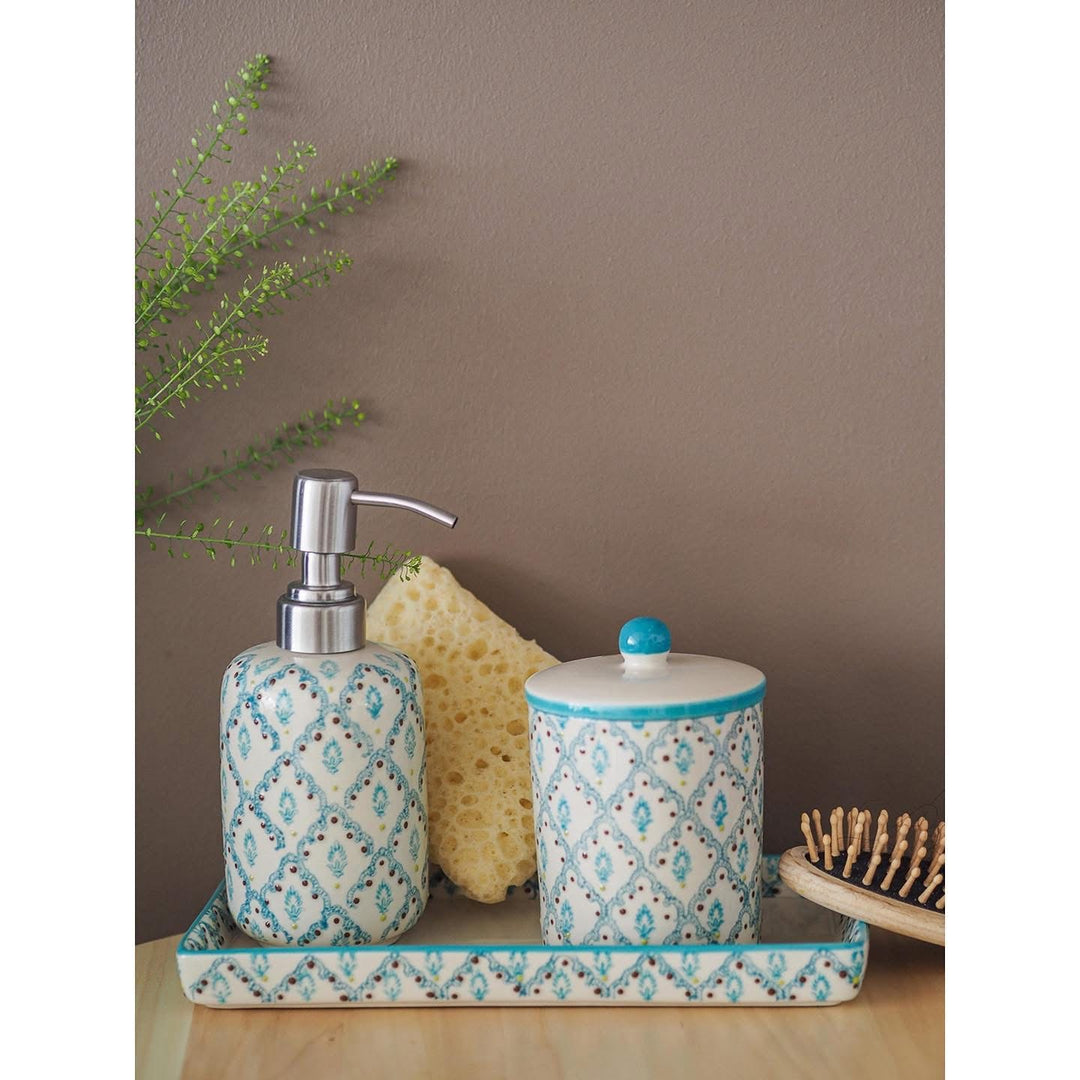 SOAP DISPENSER TEAL/BLU DIAMOND