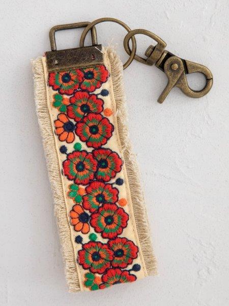Embroidered Key Chain - Cream