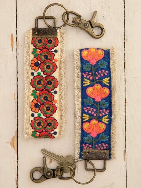 Embroidered Key Chain - Cream