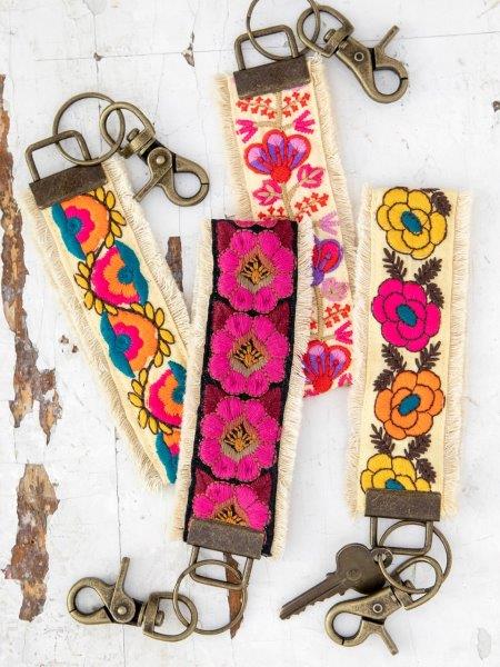 Embroidered Key Chain - Light Pink