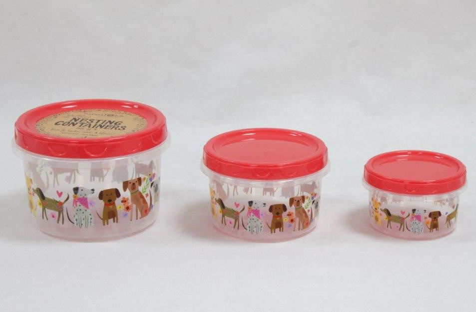 Set Of 3 Storage Containers - Dog