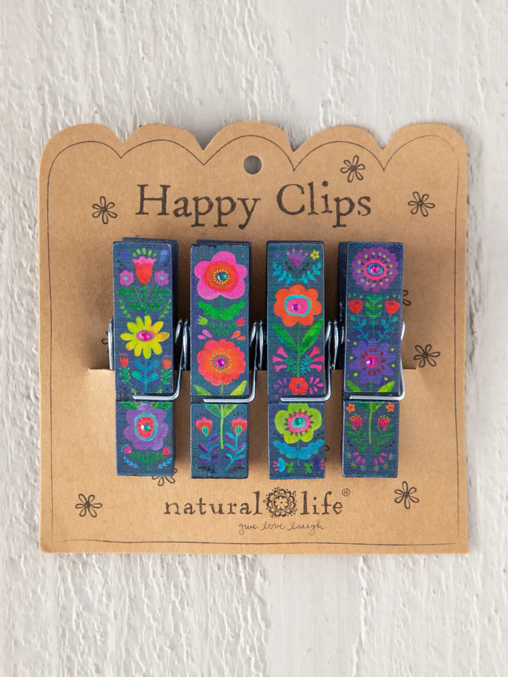 Happy Clips - Navy Folk Flower