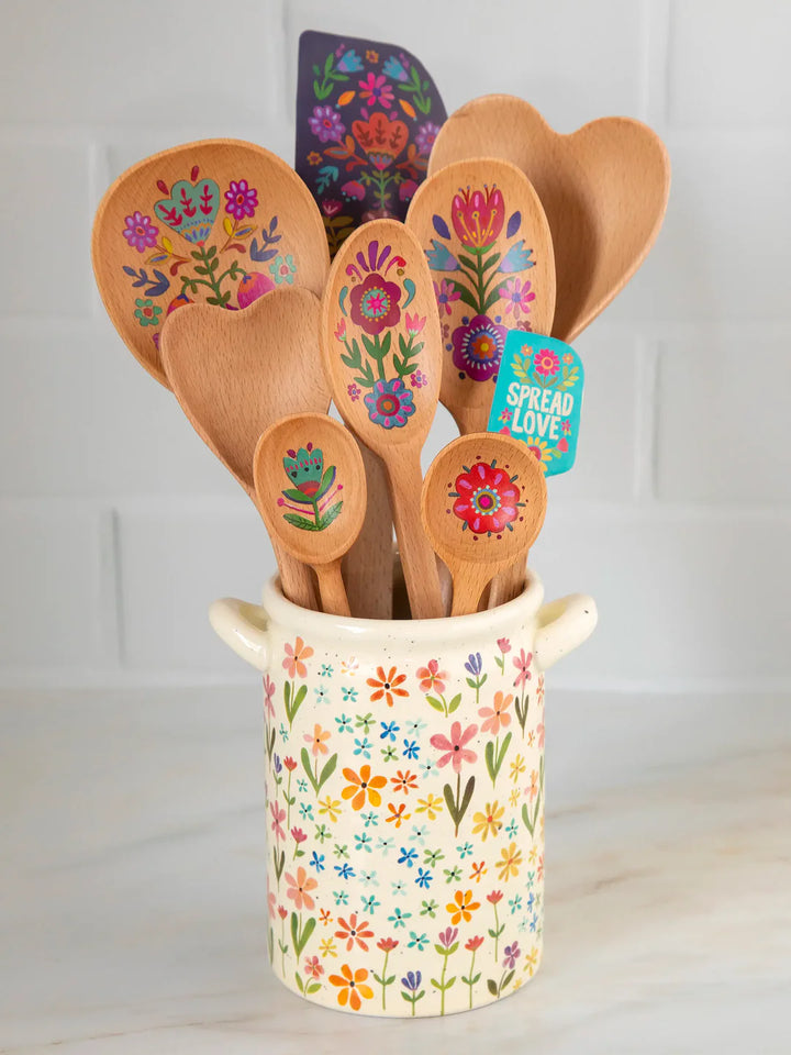 Utensil Crock - Daisy Rainbow