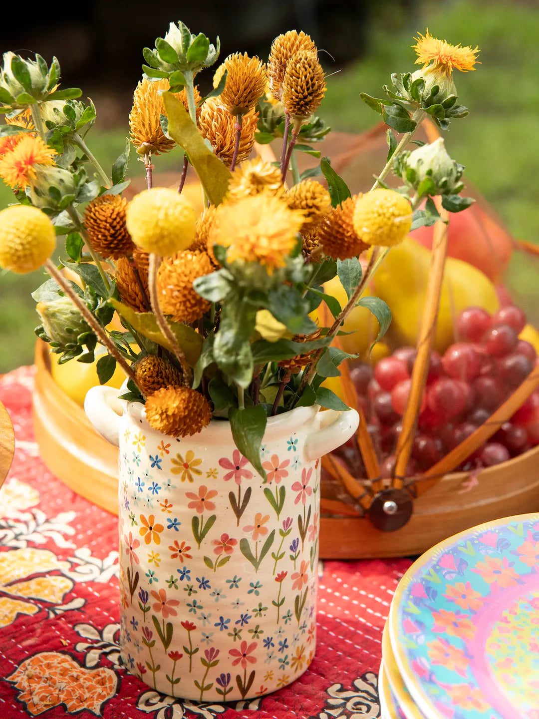 Utensil Crock - Daisy Rainbow