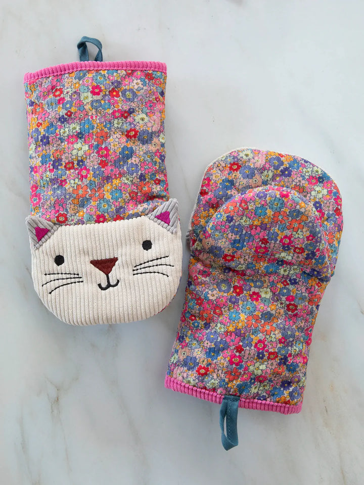 Quilted Midi Oven MItt - Cat