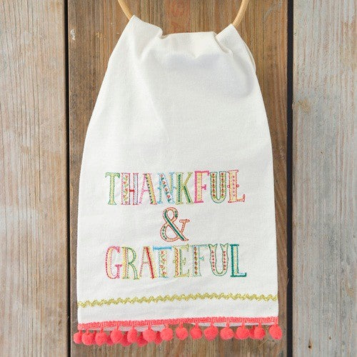 TEA TOWEL LINEN THANKFUL GRATEFUL