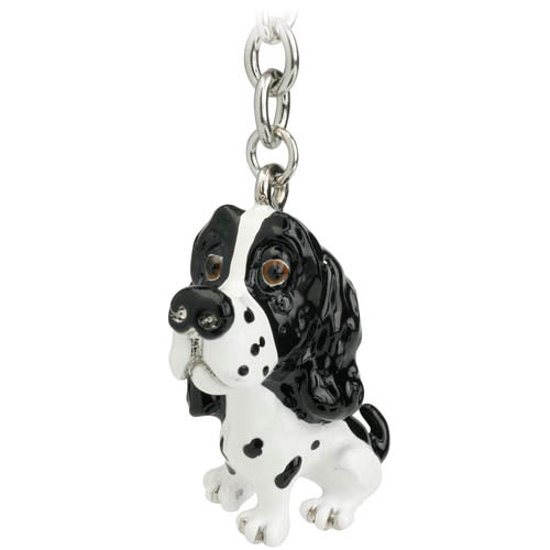 Key Ring/Bag Charm Springer Spaniel Black & White