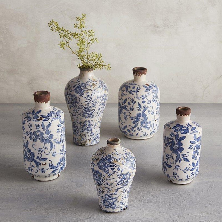 Vintage Blue Bottle Vase - MED