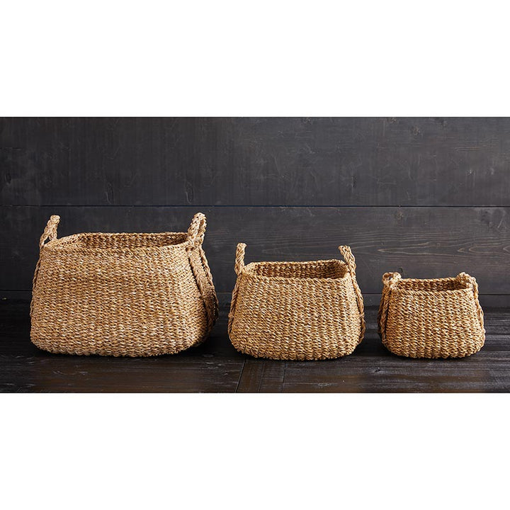 Handwoven Baskets w/handles - Set/3