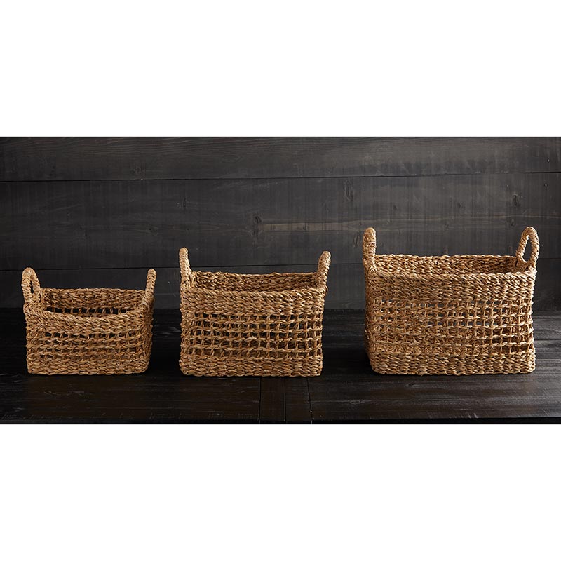 Seagrass Basket Set - Kitchen Storage with Handles
