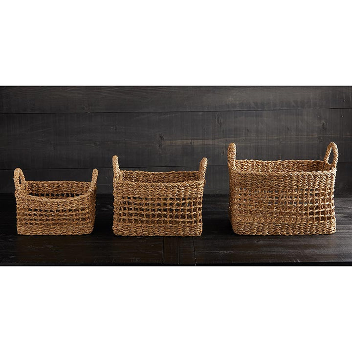 Seagrass Basket Set - Kitchen Storage with Handles