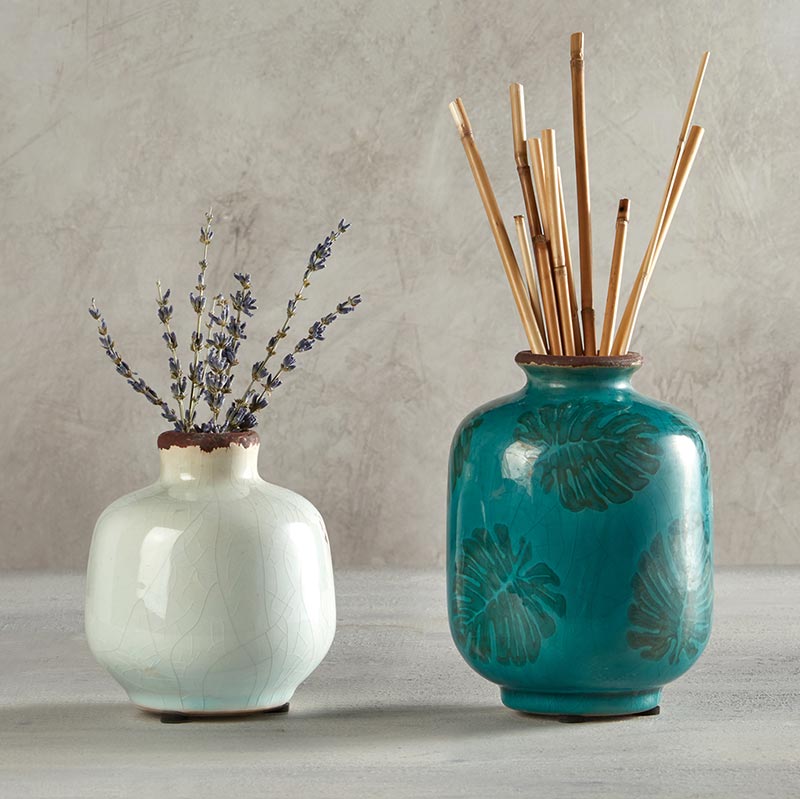 Vase - Tropical Teal Leaf