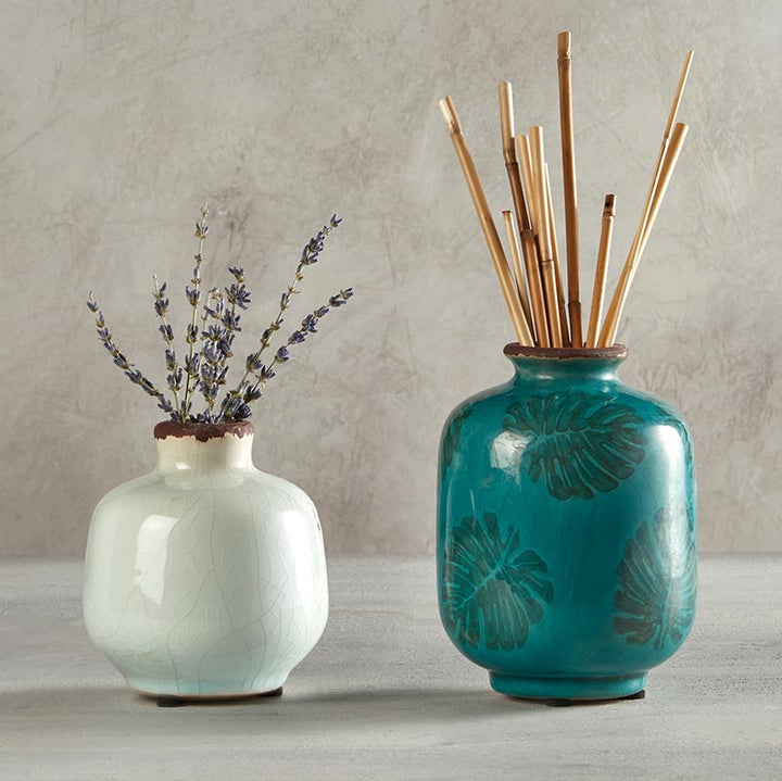 Vase - Tropical Teal Leaf