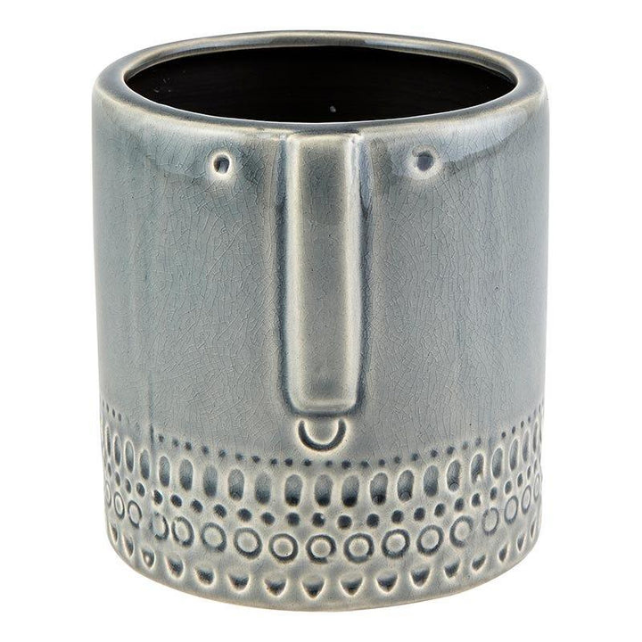 Crackled Glazed Grey Planter -LGE