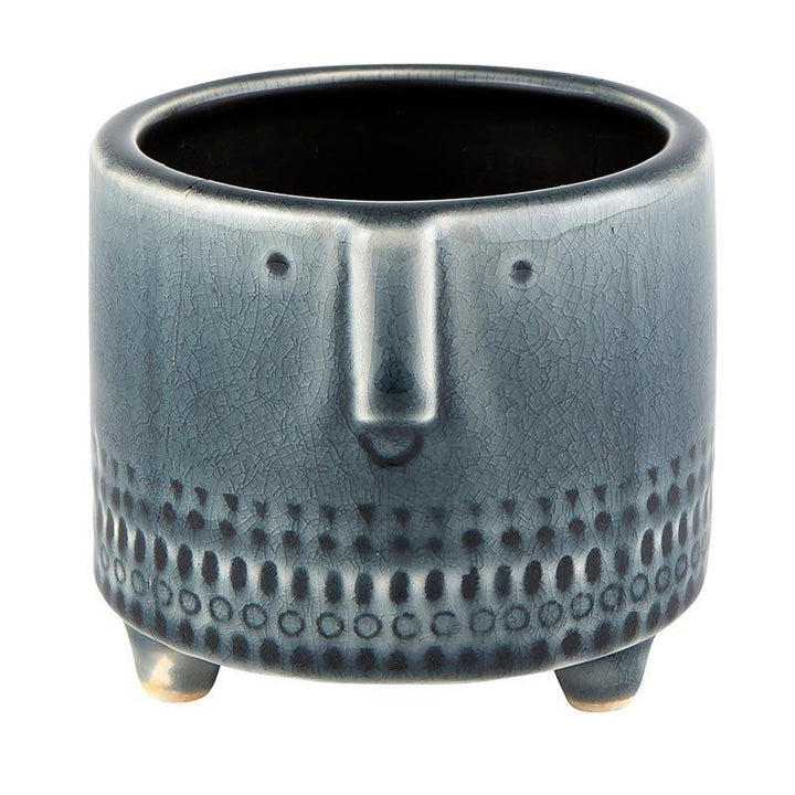 Crackled Glazed Grey Planter - SML
