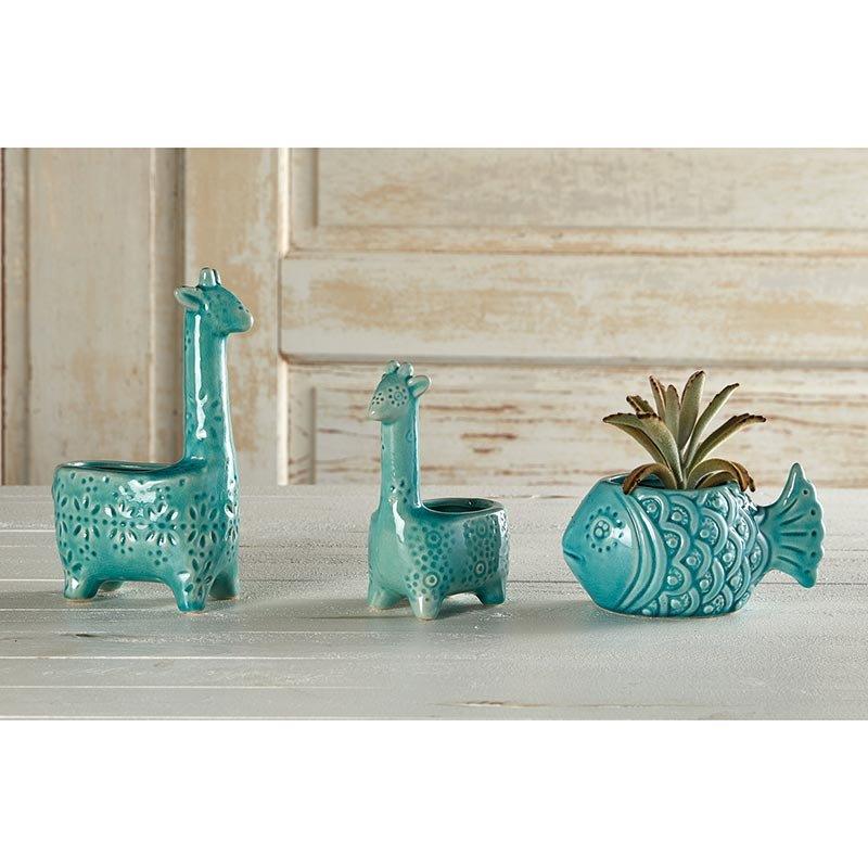 Lake Blue Giraffe Planter - LGE