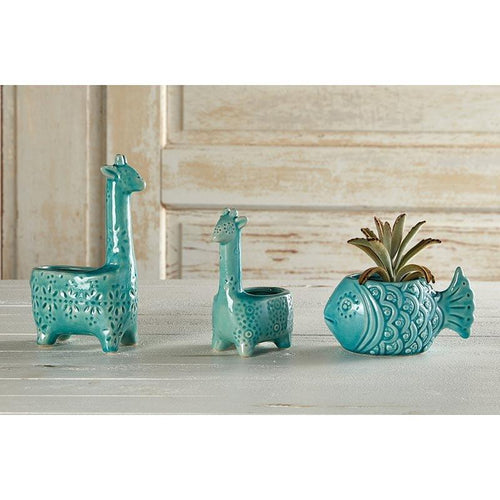 Lake Blue Giraffe Planter - SML