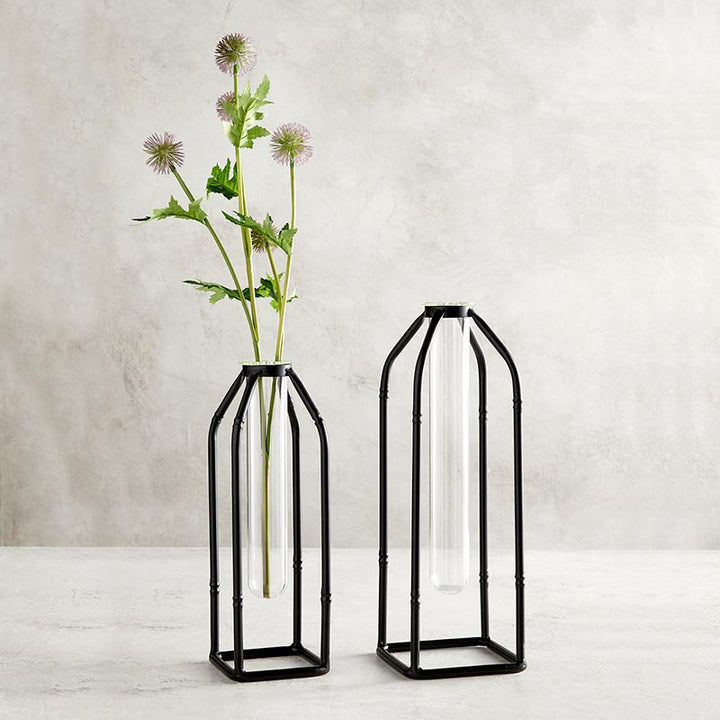 Metal/Glass Tube Flower Holder - SML