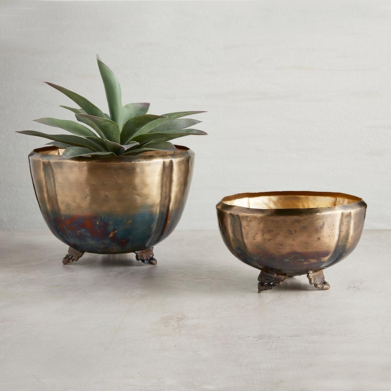 brass plant pot nz Two Tone Brass Planter - SML - Planters & Pots