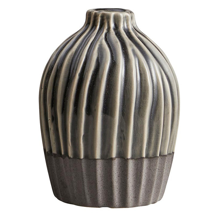 Dual Tone Ribbed Grey Vase - SML