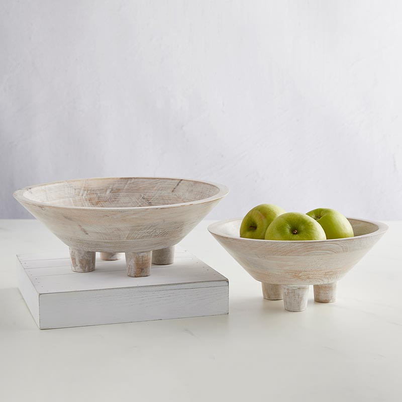 Footed Wooden Bowl - SML