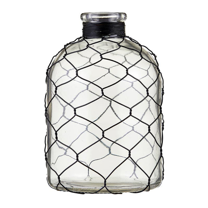 Glass Vase W/ Wire - Short
