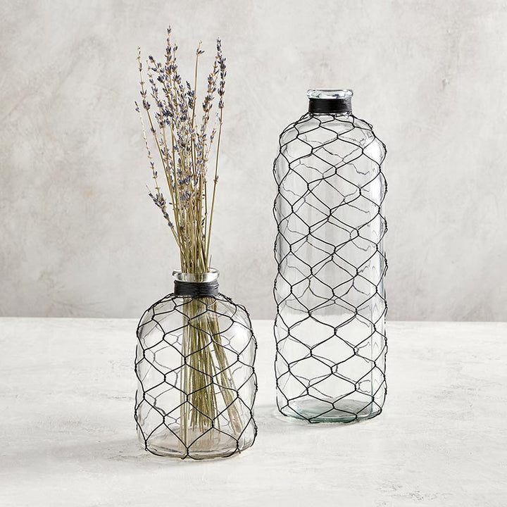 Glass Vase W/ Wire - Short