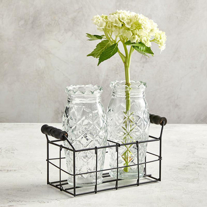 Glass Etched Vases With Caddy