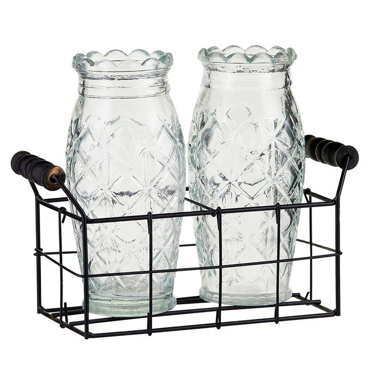 Glass Etched Vases With Caddy