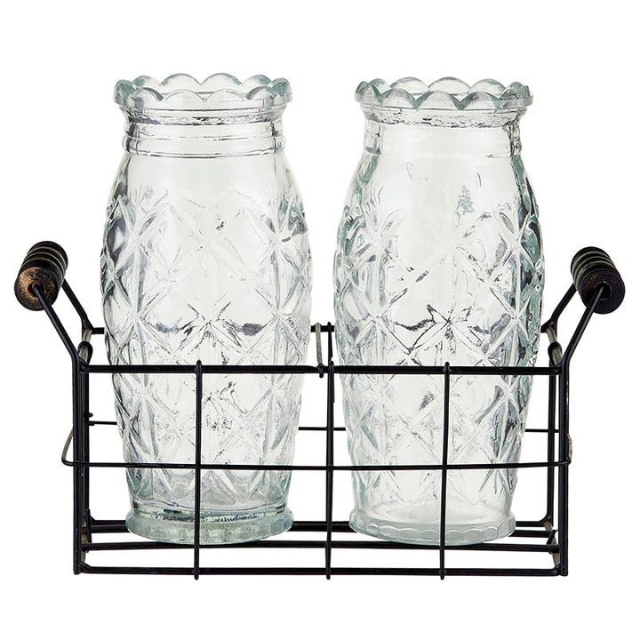 Glass Etched Vases With Caddy