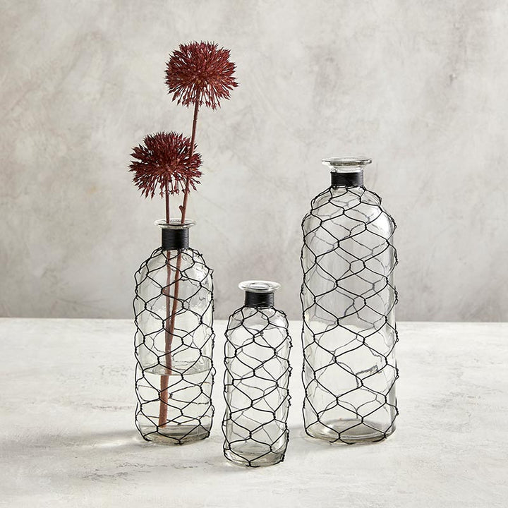 Glass Vase W/ Wire - MED