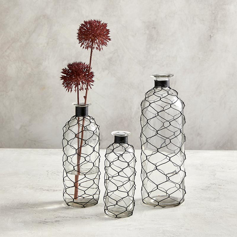 Glass Vase W/ Wire - Petite