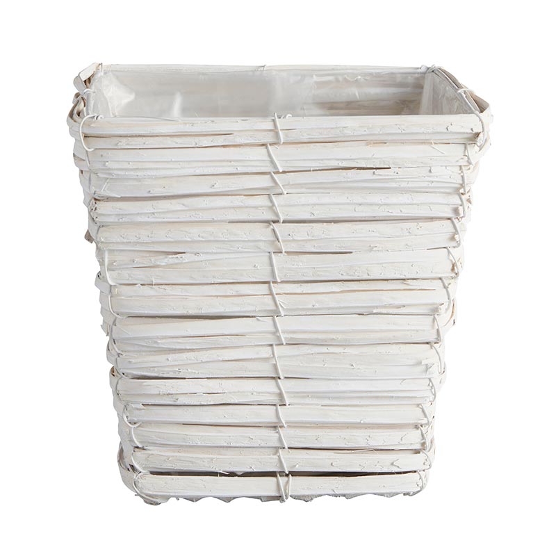 Square White Basket W/Liner