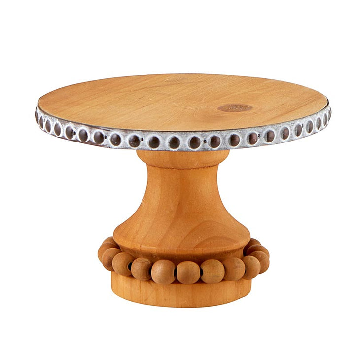 Wood Beaded Cake Stand - Petite